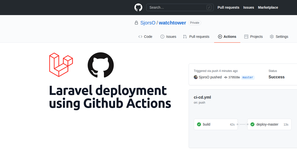 Laravel deployment using GitHub Actions